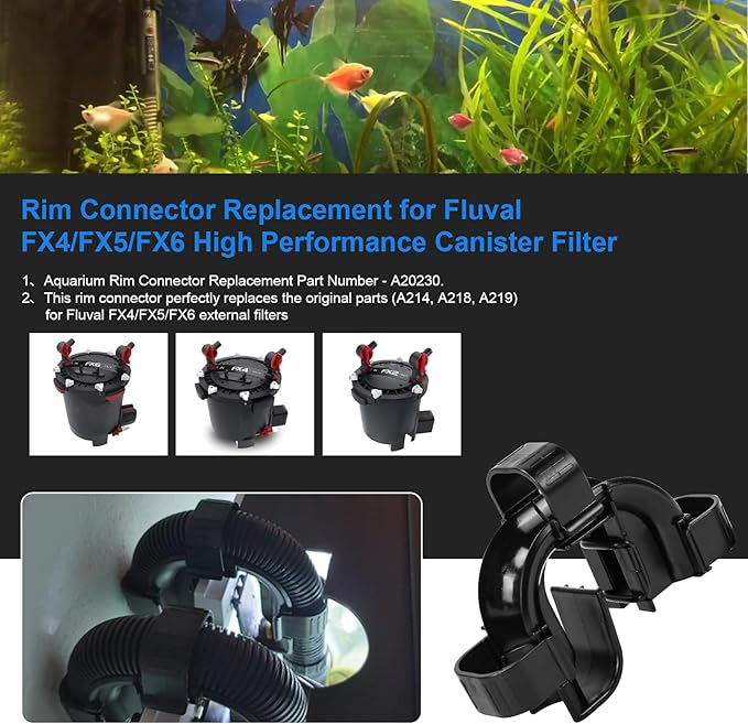 Rim Connector Replacement for Fluval Fx4/Fx5/Fx6 Canister Filters, High Performance Canister Filter, Aquarium Hose Rim Clip(with O-Rings and Clips), fx6 Replacement Parts(Model A20230)