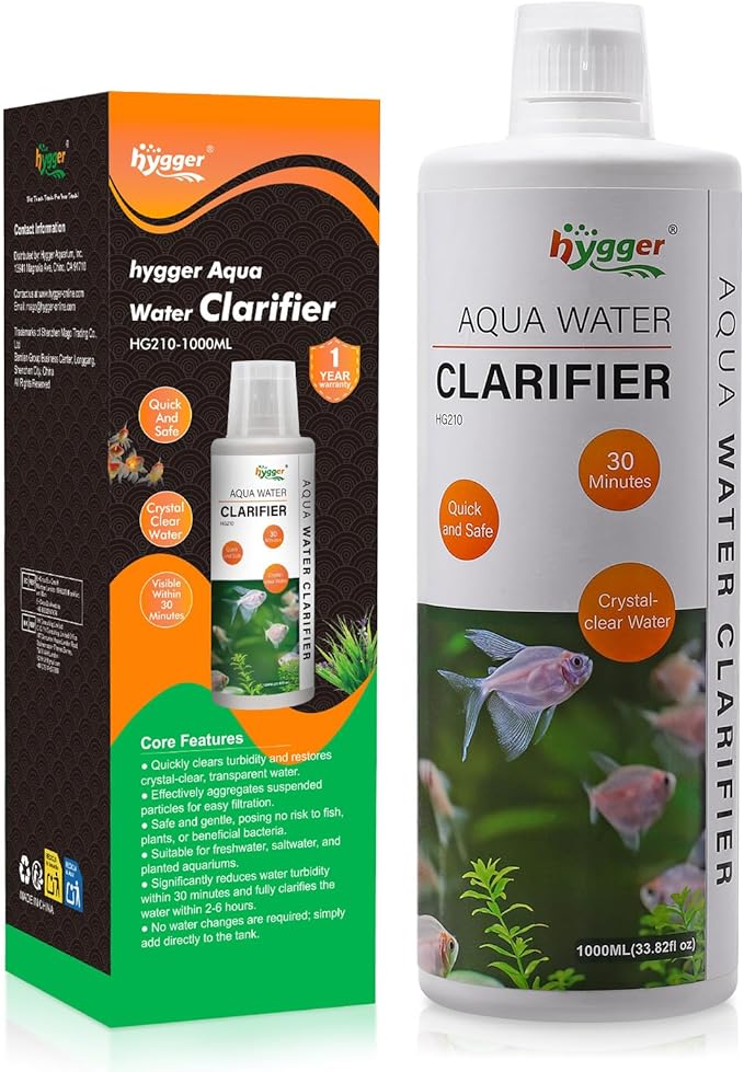 hygger Aquarium Water Clarifier, Water Clarifier for Fish Tank, Clears Cloudy Water for Freshwater and Saltwater Tanks, 1000 ML