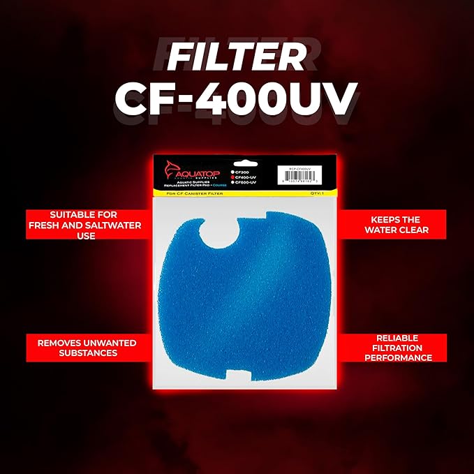 Aquatop Replacement Coarse Filter Sponge for CF-400 Series – Sponge Refills for Mechanical Filtration, Ideal for Clear Water, RCP-CF400
