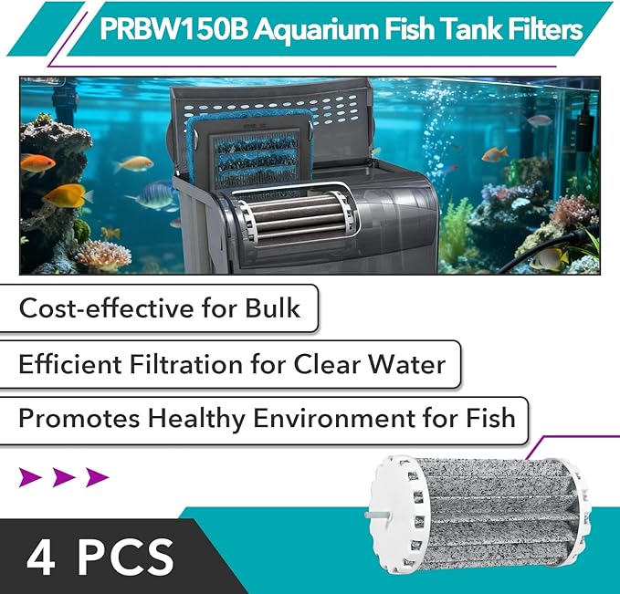 4 Pcs PRBW150B Aquarium Fish Tank Filters Compatible with Penguin Bio Wheel 150 Hang On Filters, Fits for 150B Assembly Biowheel Part