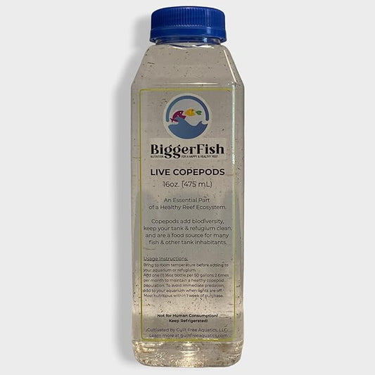 BiggerFish Live Copepods for Fish and Marine Invertebrates, 16oz, Provides Vital Biodiversity and Nutrition for a Healthy Saltwater Reef Aquarium Ecosystem