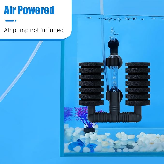 AQUANEAT 1 Pack Double Bio Sponge Filter, for Fry, Betta, Shrimp, Nano, Aquarium Fish Tank