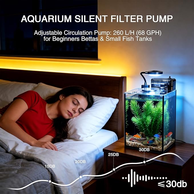 1.2 Gallon Betta Fish Tank, Small Aquarium Kit,Glass Small Fish Tank,Betta Fish Tank with a lid and Light and Filter, Small Transparent Glass Fish Tank with Light and Filter(Black Glass Background)