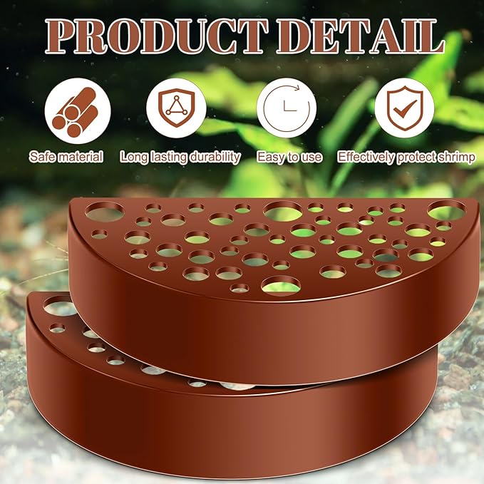 Hoolerry 2 Pcs Shrimp Hides for Aquarium Shrimp Hides Hideout Aquarium Cave Fish Tunnel for Fish Tank Accessories Decor(Brown)