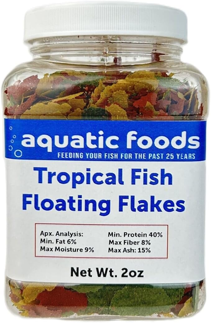 Tropical Fish Flakes, Mix of Krill, Color Enhancing, Spirulina Flakes for Cichlids, Angels, Live Bearers, Tetras, Guppies, All Tropical Fish...WL 2oz Sm Jar