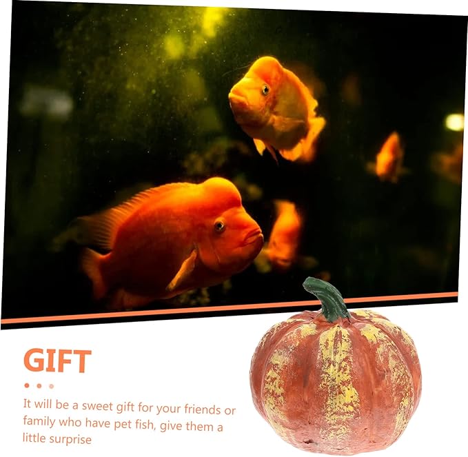 LIOOBO 4pcs Pumpkin Shaped Fish Cave Resin Shrimp Cave Decorative Aquarium Cave for Freshwater Marine Aquarium Accessory