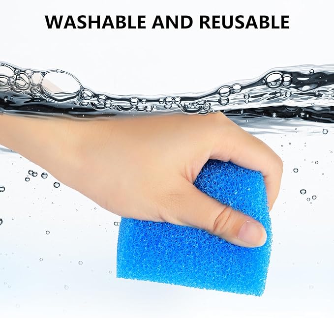 fishkeeper Replacement Filter Sponge for Aquariums (3 Pack), Washable and Reusable Biological Filter Sponge Media for Fish Tanks