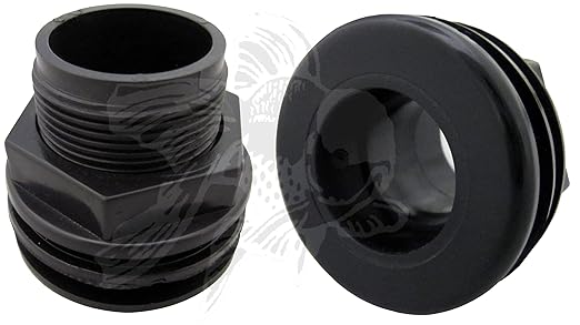 AM Brand 1" Slip x Slip 1" 3/4" Hole Twin Pack - Black PVC Aquarium Bulkhead Fitting - For Aquariums & Filtration Sumps