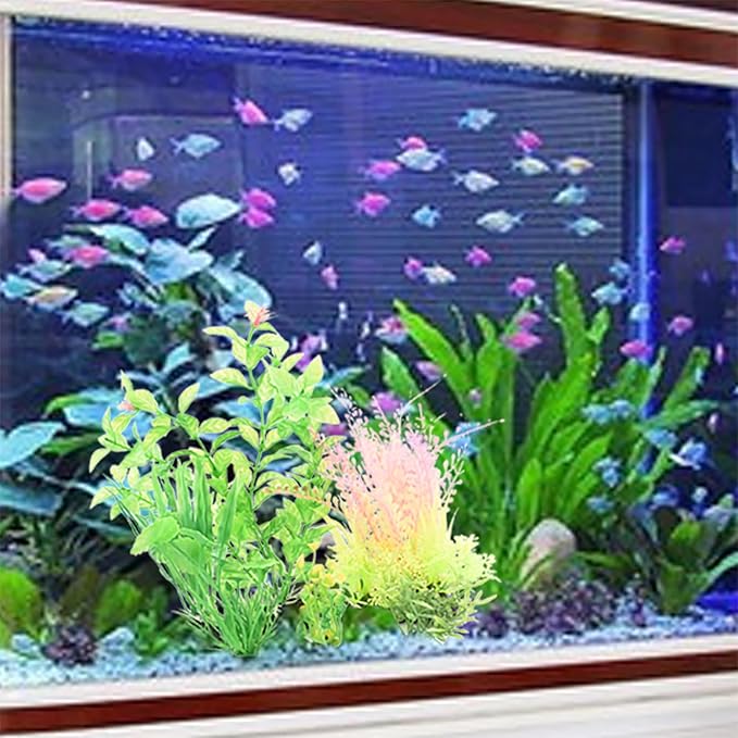 6 Pink Fish Tank Decoration Plants Aquarium Decoration Plants Colored Fish Tank Accessories for Plants