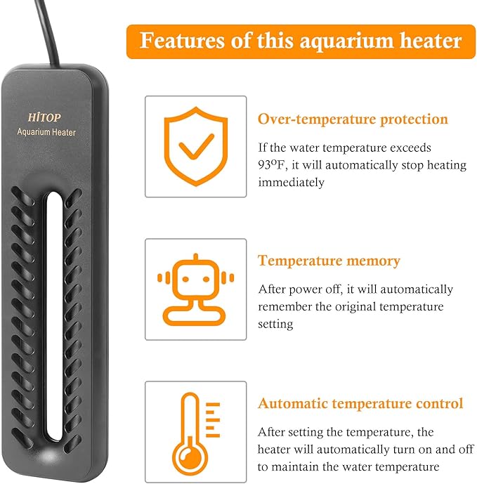 HITOP 600W Digital Submersible Aquarium Heater: Large Fish Tank Heater with Intelligent Temp Control Device, Titanium Aquarium Heater for Freshwater/seawater for 75-150Gal Tank