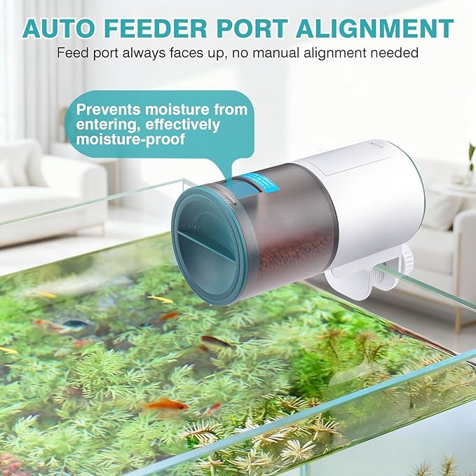 AQQA Automatic Fish Feeder for Aquarium - Programmable Auto Fish Food Dispenser, 230ML Large Capacity Smart Vacation Weekend Tank Timer Feeder for Turtle Betta Goldfish Koi (Upgrade Customizable)
