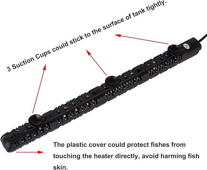 ZHGSERVU 500W Aquarium Heater Auto Thermostat Submersible 500 Watt Fish Tank Heater with Durable Quartz Glass and Protective Sleeve 3 Suckers for Saltwater or Freshwater 50-90 Gallon
