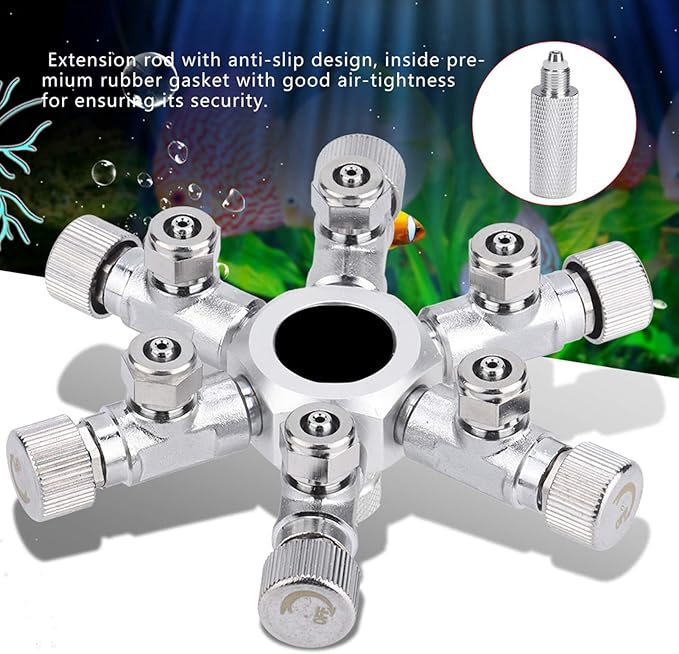 KIMISS Multi Ways Distributor Aquarium Regulator CO2 Splitter Valve Fish Multi Ways Distributor (6 Passes)