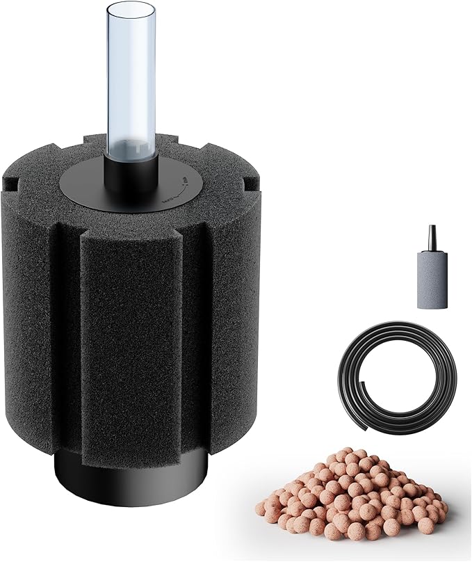 50-80 Gal Aquarium Sponge Filter with Ceramic Media and Bubble Diffuser Ultra Quiet Fish Tank Filters fit Breeding Fry Betta Shrimp Fish Tank (Medium(6 Pack) for 50-80 Gallon)