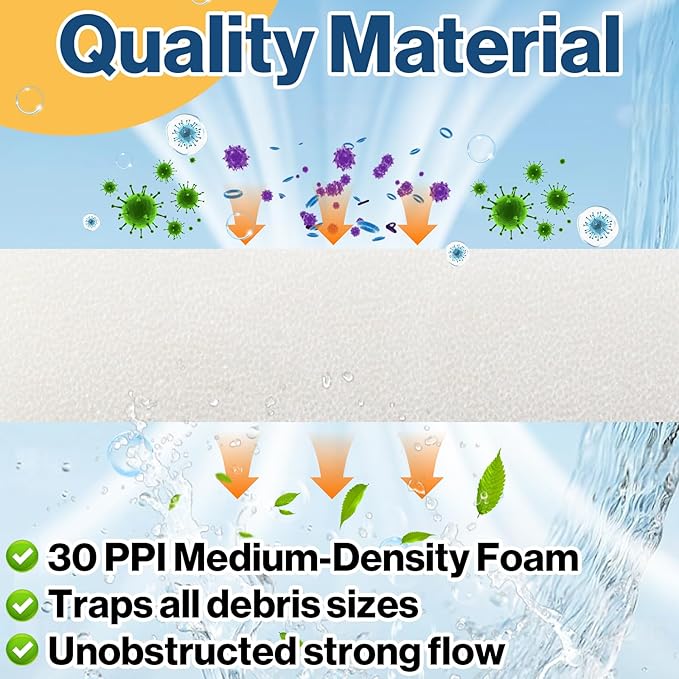 8-Pack Sponge Filter Media Pad Replacement, Compatible with Aqua Clear 70 Gallon, Fits for 40-70 Gallon Aquariums, Enhanced Foam Insert for Filtration, Fish Tank Filter Media