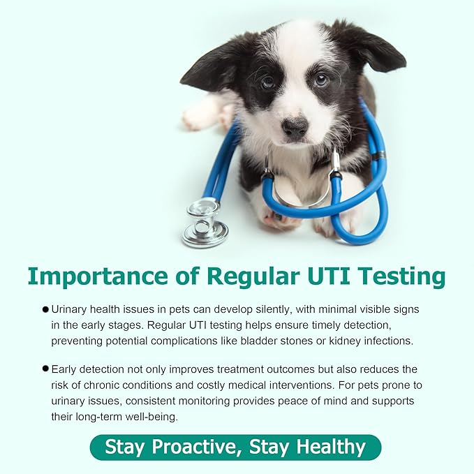 Urine Test Strips for Dogs Cats - 100 Counts Urinalysis Test Strips for Pets 3 in 1 Testing UTI Leukocytes pH Nitrite and More Dog Cat UTI Test Kit for Pets