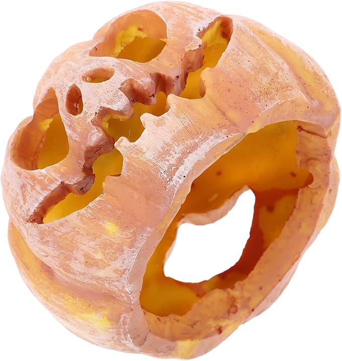 Milisten Orange Resin Halloween Pumpkin Fish Hideout, Aquarium & Terrarium Decor, Modern Realistic Simulated Modeling, Tabletop, All Seasons