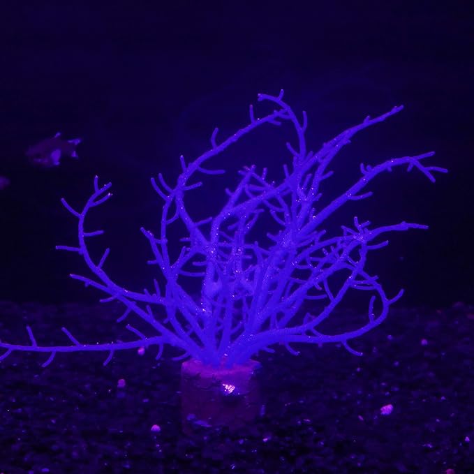 Soft Silica Gel Moves Naturally with Water Flow, Aquarium Decorations Glow in The Dark, Glowing Coral Ornaments for Fish Tank Decorations (Blue, Tree)