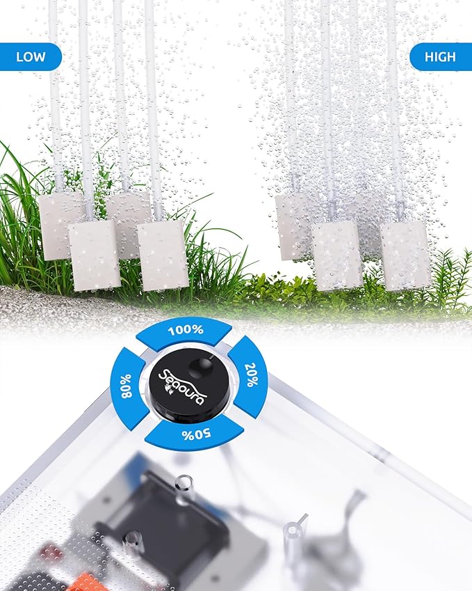 SEAOURA Aquarium Digital Thermometer with Adjustable Aquarium Air Pump