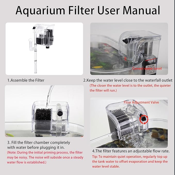 1.7 Gallon Aquarium Starter Kit with LED Light & Quiet Filter, Complete Small Fish Tank for Betta, Mini Desktop Acrylic Tank, Ideal for Shrimp Guppy Jellyfish Goldfish, Office, Home, or Gift