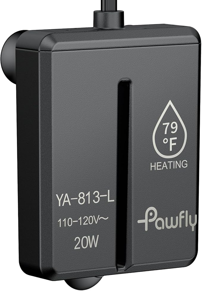 Pawfly 20 W Mini Submersible Aquarium Heater, 1.5-3 Gallon Fish Tanks Heater Betta Heater with Thermostat, Submersible Fishs Tank Heater, Small Aquarium Heaters for Saltwater and Freshwater