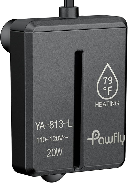 Pawfly 20 W Mini Submersible Aquarium Heater, 1.5-3 Gallon Fish Tanks Heater Betta Heater with Thermostat, Submersible Fishs Tank Heater, Small Aquarium Heaters for Saltwater and Freshwater