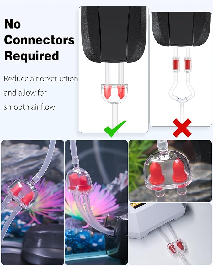 Pawfly 2 Pack Aquarium Check Valves Fish Tank Air Pump Valves Plastic 2-Way Non-Return Valves Pump Protectors for Standard 3/16 Inch Airline Tubing Fish Tank Accessories for Aeration Setup