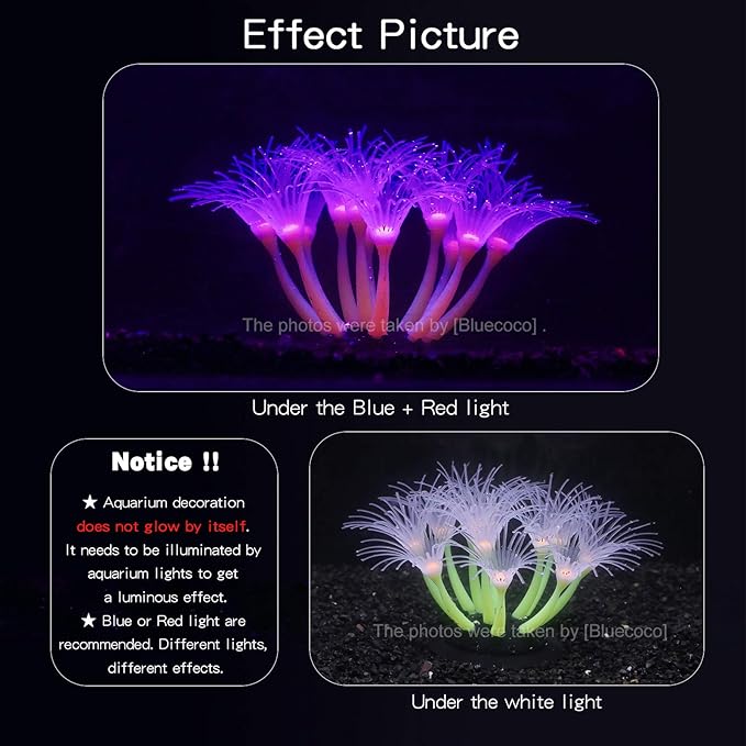 Artificial Flowers Soft Silica Gel Moves Naturally with Water Flow, Aquarium Decorations Glow in The Dark, Glowing Coral Ornaments for Fish Tank Decorations (Yellow, Sunflower)