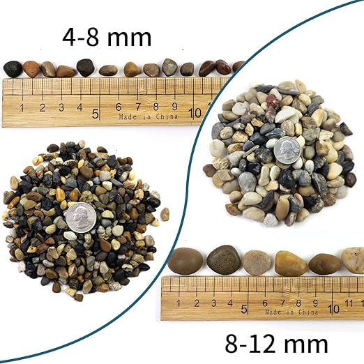 40LB Aquarium Gravel, 1/4" Pea Gravel for Fish Tank, Small River Rocks for Garden Decoration, Landscaping, Vase Filling, Flower Pot Paving（4-8MM）