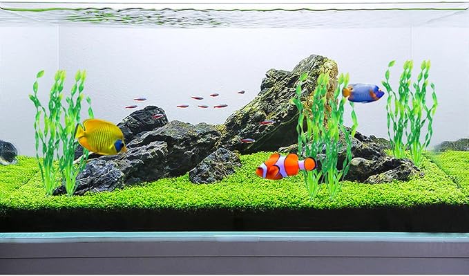12Pcs Artificial Seaweed Water Plants, Aquarium Decorative Plants, Plastic Fish Tank Plants Decoration for Home and Office Fish Tanks(Green)