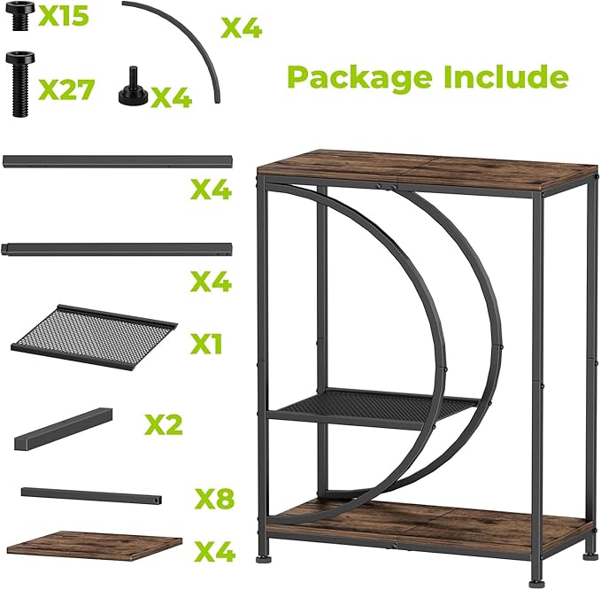 10 Gallon Fish Tank Stand, Aquarium Stand with Smooth Wood Board and Matte Black Iron Frame, Heavy Duty Sturdy Design for Home Office Use, Black (Tank not Included)