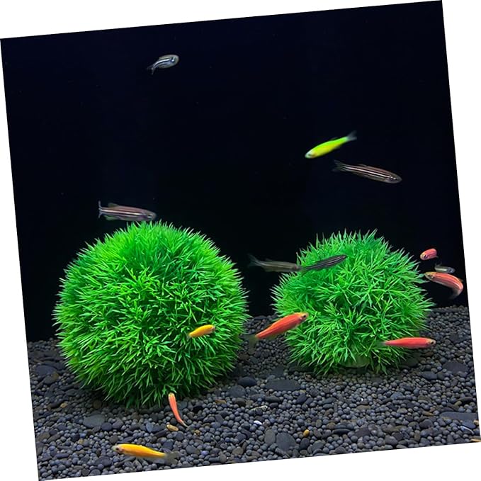 2Pcs Fish Tank Decorations 4.52In Aquarium Fake Plants Lifelike Simulated Water Grass Balls Underwater Crafts for Home Office Aquarium