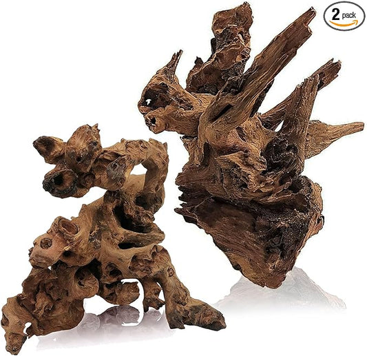 Tfwadmx Aquarium Natural Driftwood Decor Wood Branches, 2 Pieces 8.5-12" Fish Tank Driftwood Decoration, Terrarium Mopani Wood for Aquarium Freshwater Reptile Tank
