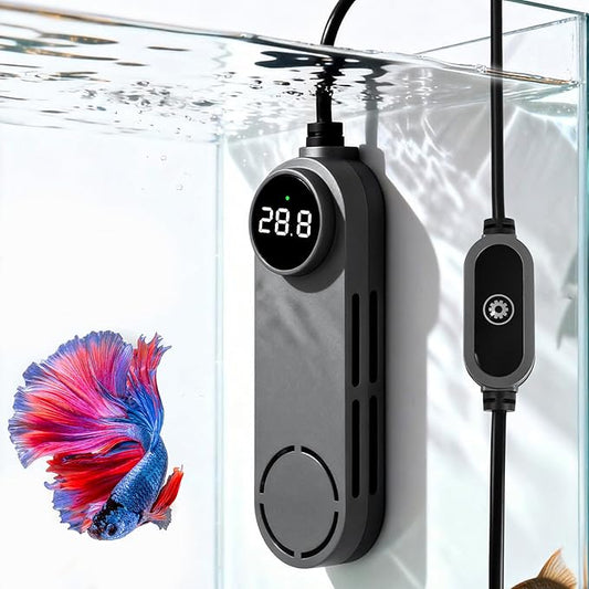 UPETTOOLS 50W Mini Aquarium Heater for 5-10 Gallon Tanks – Submersible Fish Tank Heater with Digital Display & External Temperature Controller, Adjustable 68°F-93°F, for Betta & Turtle Tanks，Shrimp