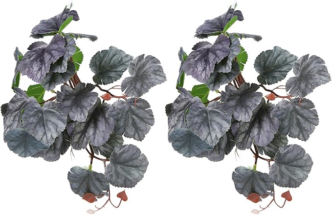 2PCS Artificial Water Plant,Simulation Vine,Lifelike Plastic Leaves Decoration with Suction Cup,Plastic Plant Aquatic Water Grass Decor for Fish Tank (Bicolor Begonia Leaves)