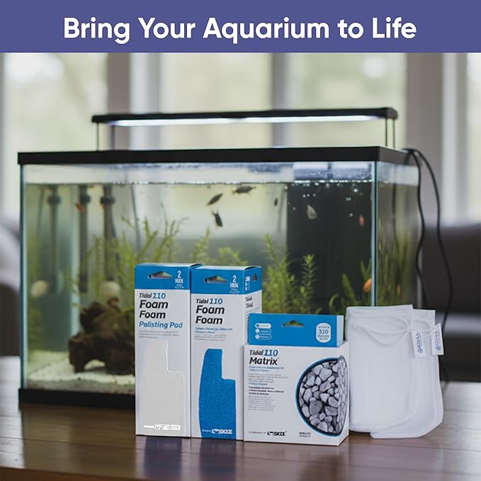 Tidal 110 Filter Maintenance and Replacement Filter Media Kit, Including Gokul Brands Aquarium Filter Media Bags (Tidal 110 Polishing Pads, Foam Filter Sponge, Matrix bio Media)
