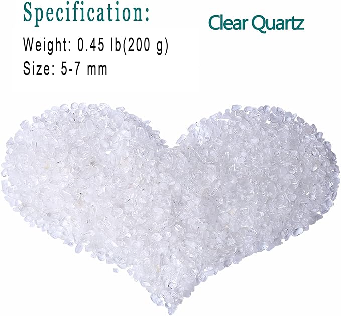 MAIBAOTA Natural Clear Quartz Crystal Rocks Chips Vase Filler Rocks for Succulent Plant Small Fish Tank Aquarium Gravel Decorative Pebbles Stones(200 gram)