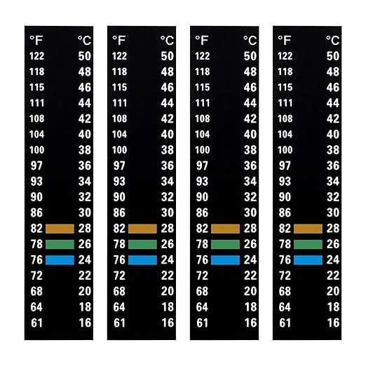 4pcs Aquarium Thermometer Strip, Adhesive Temperature Sticker Aquarium Thermometer Fish Tank Sticker Fish Tank Test Strips Fish Tank Thermometer Stick on for Brewing Aquarium