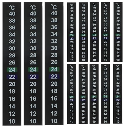 FRCOLOR Stick on Thermometer Strip for Aquarium Fish Tank 5.11X0.70In Digital Temperature Indicator Adhesive Celsius Water Thermometer 20 Pack
