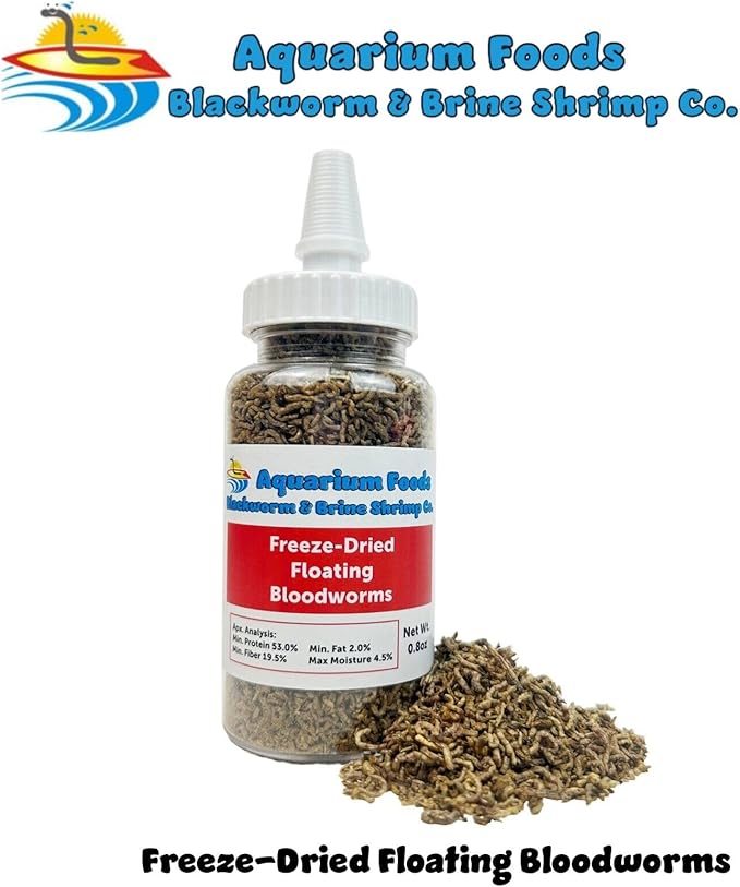 Freeze-Dried Bloodworms, Our Grade A Floating Bloodworms for All Freshwater Fish, Marine Fish, Corals, Anemones, Baby Pond Fish…0.8oz Squeeze Bottle