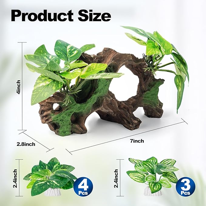 8 Pcs Driftwood Cave Aquarium Decor Decor Silk Aquarium Plants Leaves are Soft and Safe for Aquarium Decoration and Fish Tank Decoration