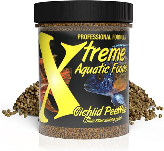 Xtreme Cichlid Peewee 1.5 mm Pellets - Proven Nutrition for Cichlids - Balanced Amino Acids, Boost Immune & Digestive Health, Color & Energy, Max Protein Freshwater Fish Food – USA Farm Grown (5oz)