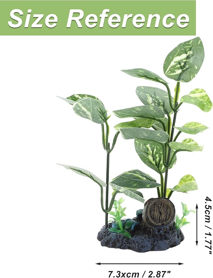 Aquarium Plastic Plants, Silk Aquarium Plants, Silk Plants for Betta Fish Tank, Plant Decoration for Aquarium, Dark Green, Pointed Leaves, 6.5" Tall