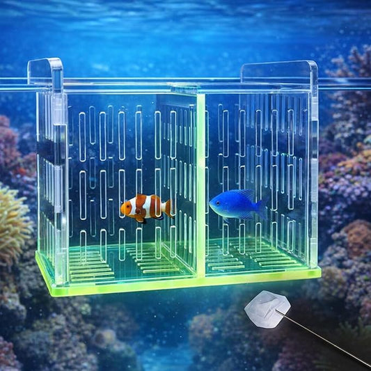 Acrylic Breeding Box for Fish Tank, Aquarium Hatchery Incubator with Long Handle Net, Breeder Isolation Acclimation Box for More Baby Fish & Shrimp (Green, 9x5.3x6.7 in)