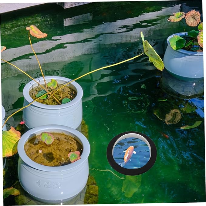 balacoo Floating Fish Dome Acrylic Cover for Fish Observation Durable Transparent Design for Outdoor Aquatic Plants Diameter with Black Base