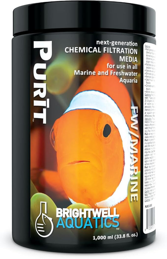 Brightwell Aquatics - Purit Next-Generation Chemical Filtration Media - for use in All Marine and Freshwater Aquaria - Aquarium Water Treatments, 33.8 fl oz
