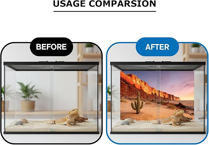 2 Pack Terrarium Background Cloth, 48x24 Inch Reptile Tank Background for Bearded Dragon & Leopard Gecko Tank Accessories, Polyester Aquarium Background with Desert & Forest Design