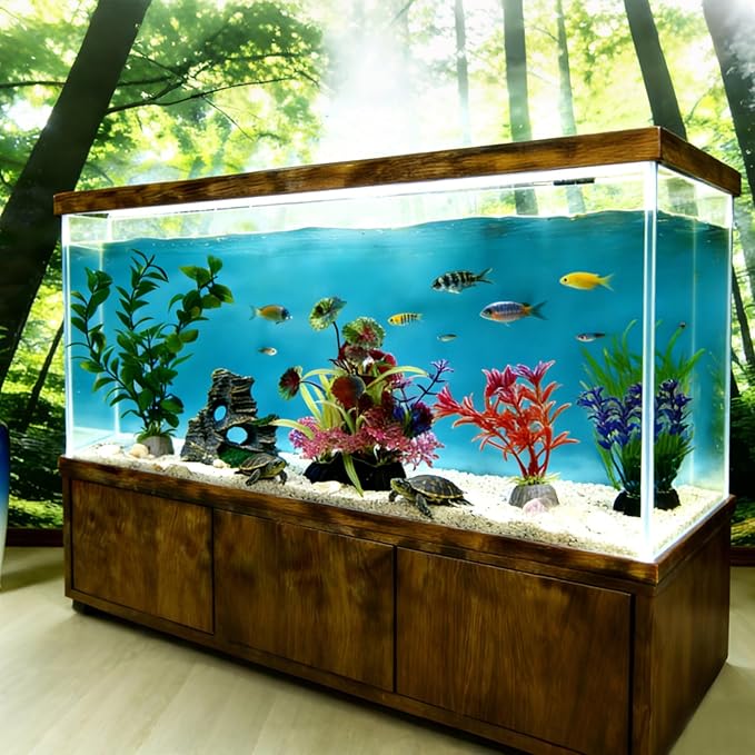 Aquarium Artificial Plastic Plants Decors Goldfish Betta Cave Rock Hideout Fish Bowl Ornaments Plants Decorations Vivid Colorful Fish Tank Large Small Artificial Plants Seaweed Sets Aquarium Decor