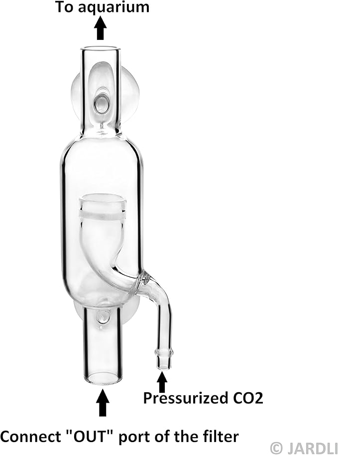 Glass Inline CO2 Atomizer Diffuser System for Aquarium Planted Tank (17mm for 16/22mm (5/8" i.d.) Hose)