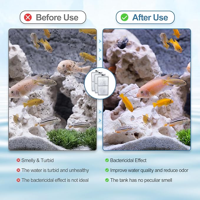 15 Pack PF-S Filter Cartridges Compatible with Silenstream PF10 Power Filters, Remplacement Aquarium Carbon Cartridge with Zeolite